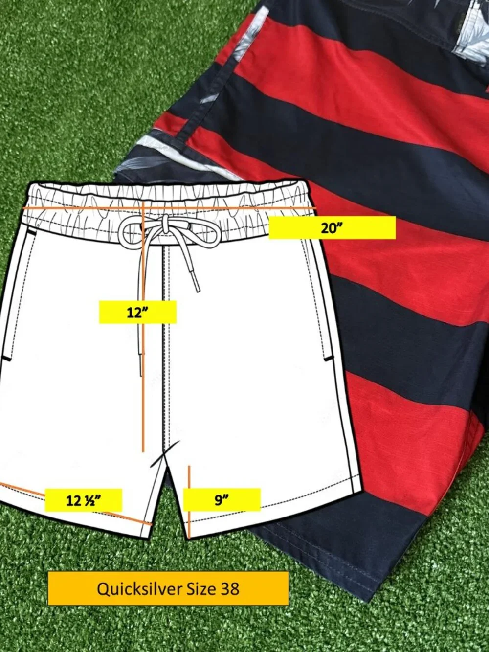 Quiksilver Men's Board Shorts Swim Trunks Size 38 Striped DryFlight Technology